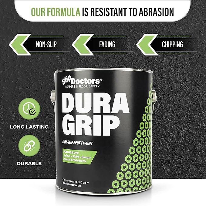 Dura Grip Anti-Slip Paint for Concrete, Wood, Tile and Metal – Non-Skid Coating for Floor, Decking and Ramps – Gallon (Sand)