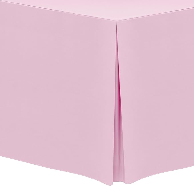 Ultimate Textile 5 ft. Fitted Polyester Tablecloth - Fits 30 x 60-Inch Banquet and Folding Rectangular Tables - 42" H, Light Pink