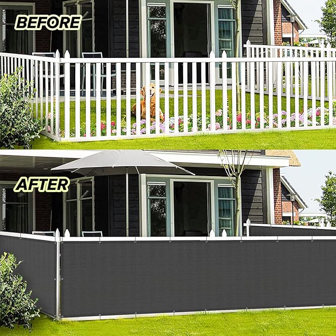 LOVE STORY 2.5' x 10' Dark Grey Balcony Screen Privacy Fence Cover UV Protection (HDPE) Weather-Resistant 3 FT Height Shield for Deck, Patio, Backyard, Outdoor Pool, Porch, Railing