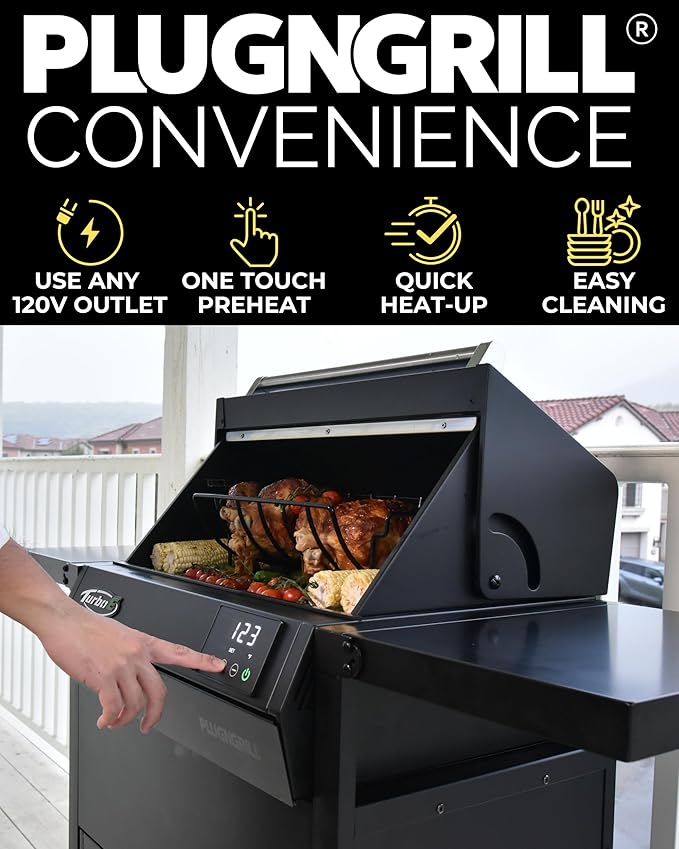Turbo E XL Electric Grill, 1700W Infrared, Warming Rack and Probe, Apartment Friendly