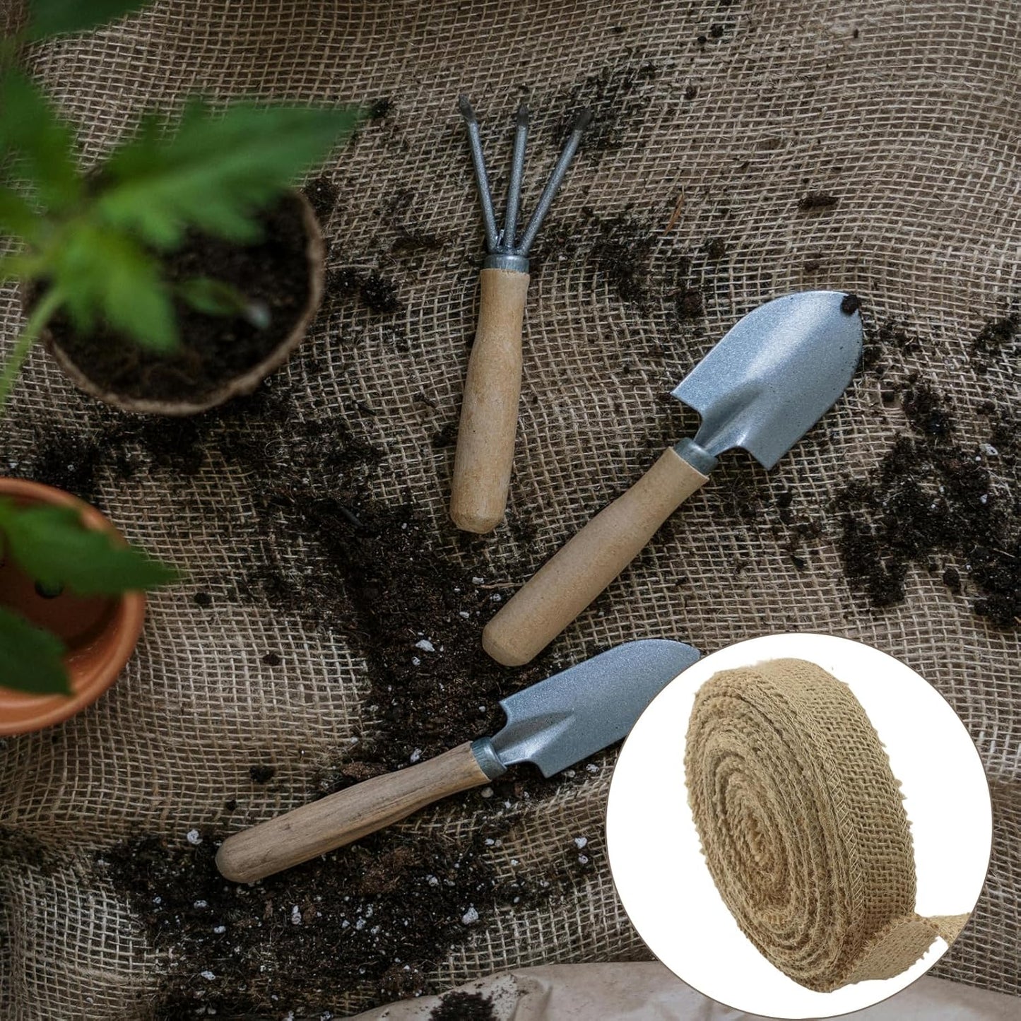 1" Wide Natural Burlap Fabric Roll - 10 Yards Jute Ribbon for Gift Wrapping, Wedding Decorations, Rustic Crafts, Wreaths & Home Decoration (2.5cm Wide)