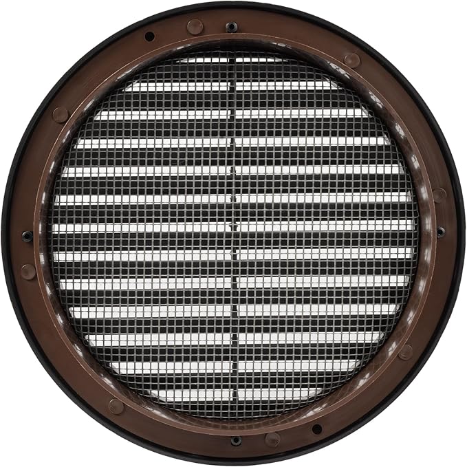 Black 6" Inch Round Ventilation Grille with Insect mesh. (Duct 6Ø / Grille 7Ø) Ventilation Applications. Indoor and Outdoor Soffit Vent Cover. Available 4 Sizes / 4 Colors.
