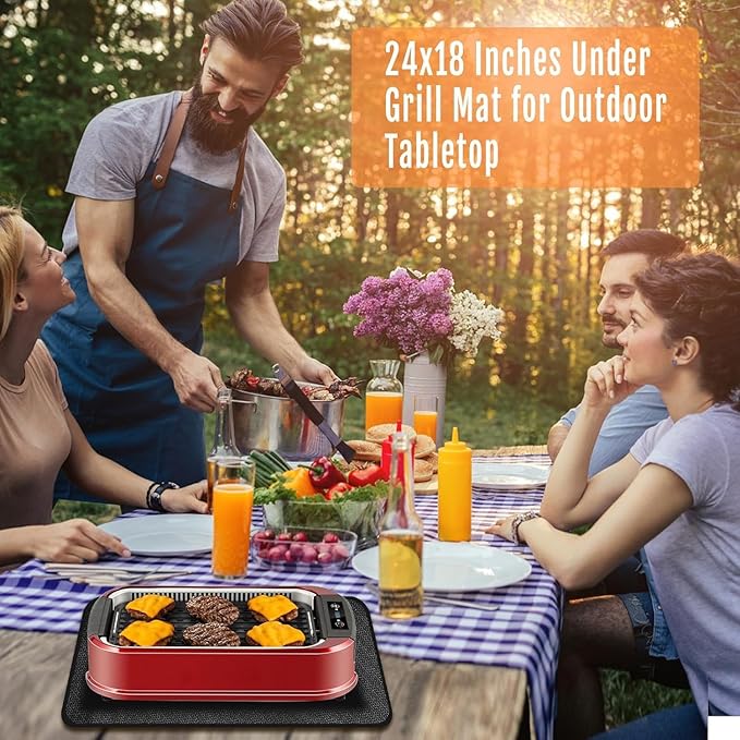 24 x18 inches Tabletop Grill Mat for Outdoor, Countertop Heat Resistant Fire Pit Mat for Solo Stove, Fireproof & Waterproof & Oil Proof