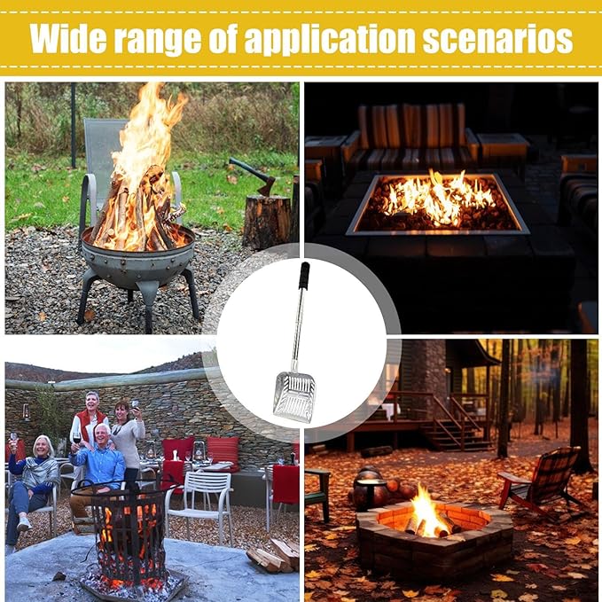 Hollow-Out Ash Sifter - Heat-Resistant Metal Coal Scoop, Adjustable Fire Pit Scoop, Fireplace Ash Sifter Oven Shovel | Fireplace Tools for Woodstove to Separate Coals Outdoor Wood Stove BBQ Campfire