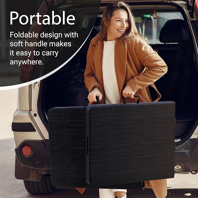 6 Feet Foldable Table with Built in Handle & Steel Legs | 6FT Heavy Duty Folding Portable | Perfect for Party, Dining, Wedding, Events, Picnic Indoor, Outdoor, Camping, Utility, Folding - 6 Foot