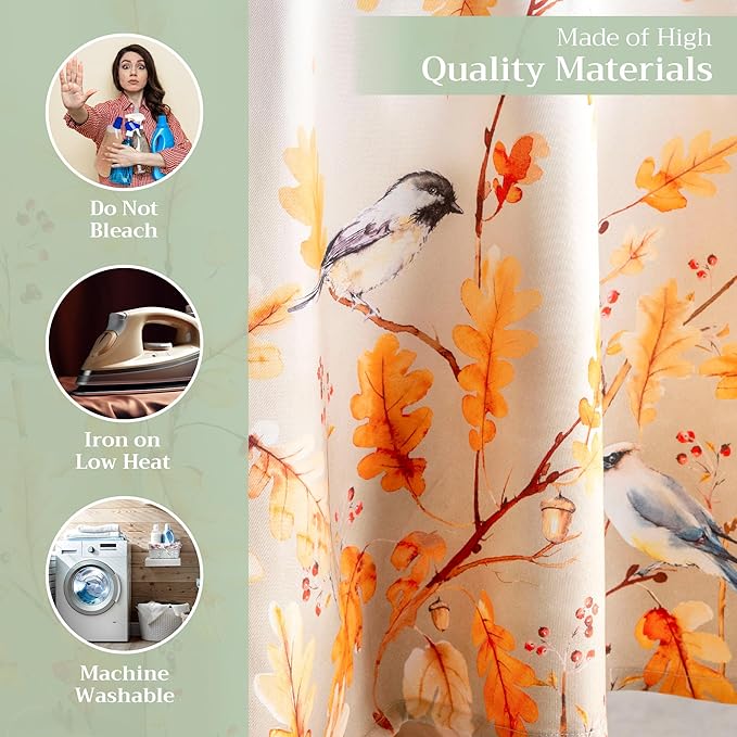 Maison d' Hermine Table Cloth Round Table 100% Cotton 63 Inches Fall Tablecloth Reusable Everyday Use for Thanksgiving Christmas Decorations Dining Farmhouse Party (Oak Leaves)