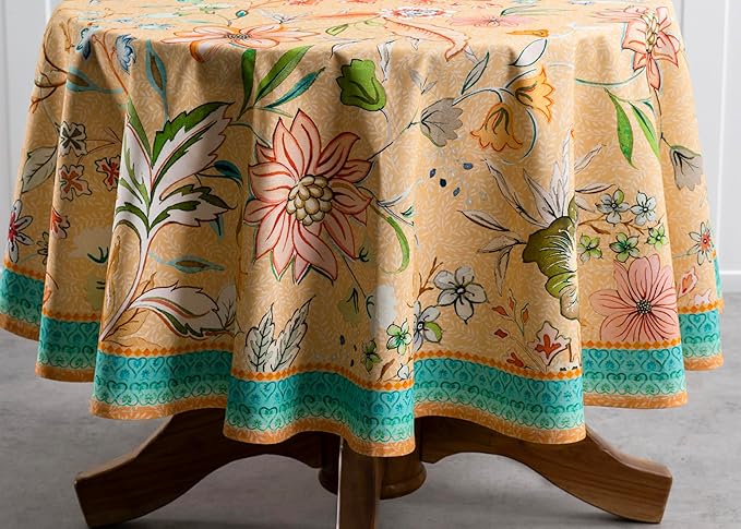 Maison d' Hermine Table Cloth Round Table 100% Cotton 69 Inches Tablecloth Reusable Decorative for Dining Room, Farmhouse, Home, Party, Festive & Wedding Spring Summer - Luxury Loft – Peach