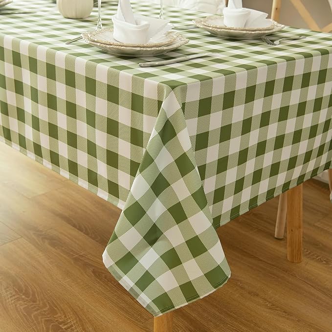 Waterproof Checkered Tablecloth Fabric - Rectangle 58x84 Inch Classic Gingham Buffalo Plaid Table Cloth for Indoor/Outdoor Use - Washable Table Cover for Kitchen, BBQs, and Parties