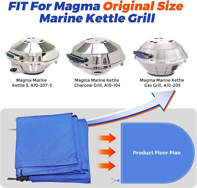 Marine Kettle Grill Cover for Magma Original Size Marine Kettle Grill A10-205, A10-207-3, A10-104