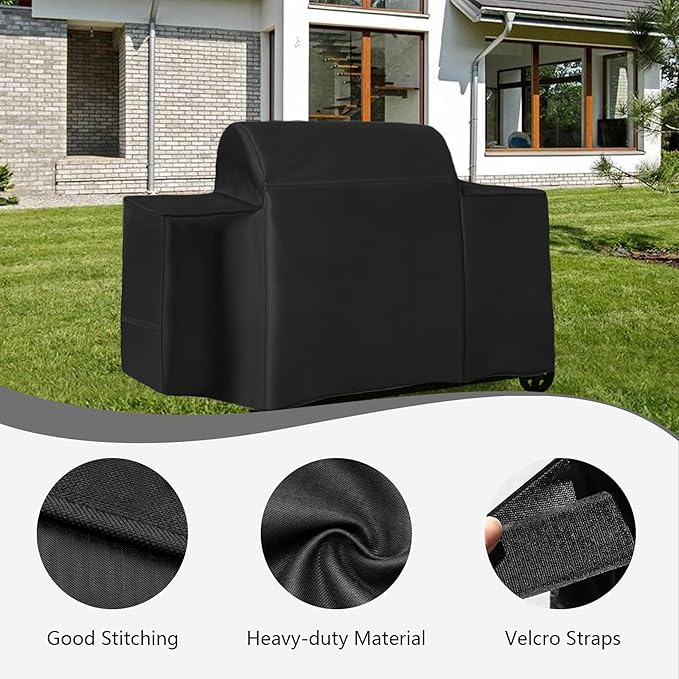 Outdoor Heavy Duty Waterproof Pellet Grill Cover for Traeger Woodridge Pro Grill Woodridge Elite Grill,Grill Cover for Traeger Grills BAC776 Full-Length All Weather Grill Cover Accessory,Black