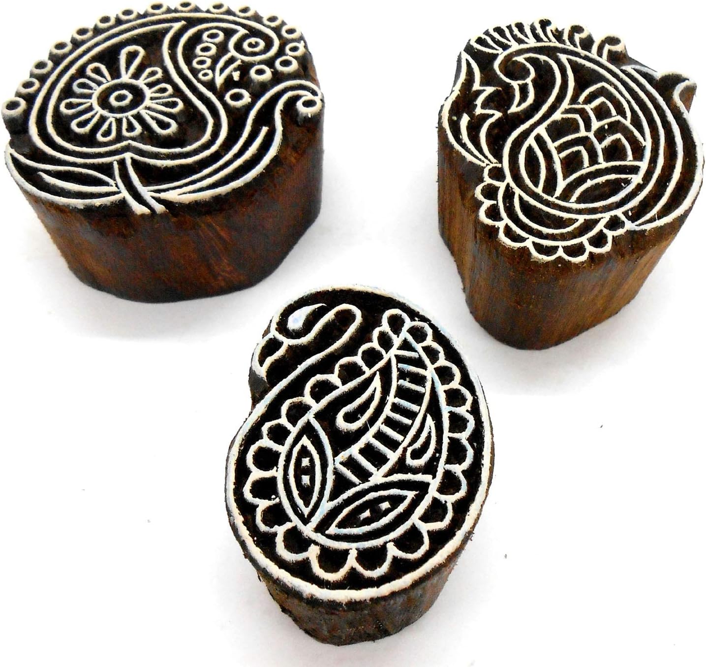 Crafts of India (Set of 6) Designer Paisley Wooden Blocks for Printing on Textiles, Pottery Crafts,Mehndi, Tattoo, Scrapbooking