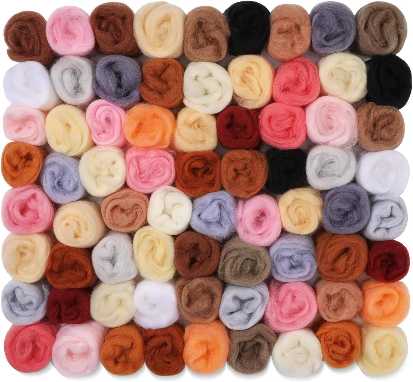 Mayboos 72 Pcs 7.6 oz Needle Felting Wool, 24 Colors Wool Roving Yarn, Fiber Wool Roving for DIY Hand Spinning Needle Felting Wool Craft 3g/Pack
