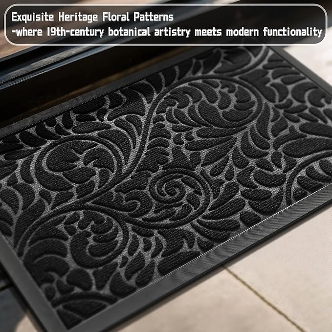 Yimobra Extra Large Door Mat 60x36, Waterproof Sturdy Outdoor Mats for Front Door, Heavy Duty Non-Slip Doormat for Garage Patio Entryway Indoor, Easy Clean, Black