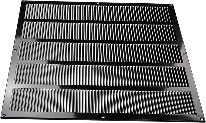 Repa Market Air Vent Cover 20x20 Inch (Outer Dimensions) Black Galvanized Steel Louvered Grill Cover with Mesh Screen/Wall or Ceiling Vent/HVAC Register for Indoor and Outdoor Ventilation