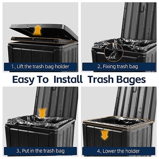 23 Gallon Outdoor Trash Can Waterproof Resin Garbage Can with Lid Outside Trash Bin for Porch Backyard, Deck, Patio, Kitchen Trash Can