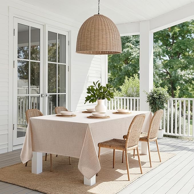 MIULEE Natural Linen Polyester Tablecloth 60x120 Inch Spring Rectangle Table Cloth Waterproof,Stain Resistant & Wrinkle Resistant for Dining Party Wedding