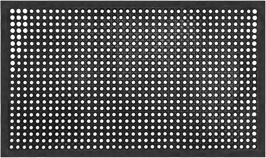 Lovinland Outdoor Rubber Floor Mat - 24 x 35 inch Non-Slip Drainage Mat - Heavy Duty for Kitchen, Garage, Restaurant, Garden - Black