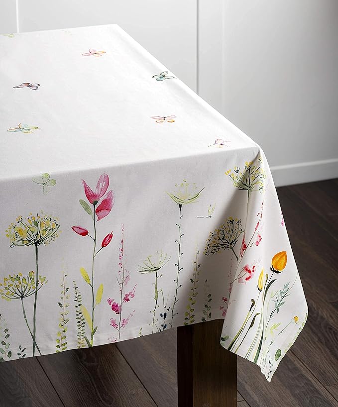 Maison d' Hermine Table Cloth Rectangle Table 100% Cotton 60 x 108 Inches Tablecloth Reusable Decorative for Dining Room, Farmhouse, Home, Party, Festive & Wedding Spring Summer - Botanical Fresh