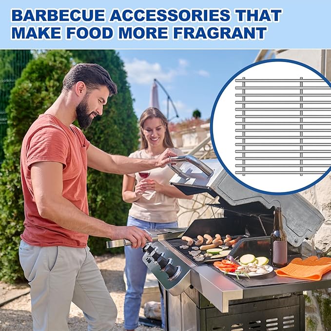 Htanch15inch 7522 Stainless Steel 9mm Cooking Grid Grates for Weber 7523 Genesis Silver A, Spirit E-200,Spirit 500,Spirit 210 (2007-2012) Gas Grills