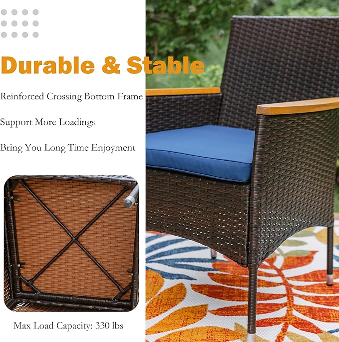 Sophia & William 9 Pieces Patio Dining Set for 8 People, Expandable Rectangular Outdoor Table and 8 Pcs Rattan Chairs, All Weather Metal Patio Table and Chairs Set