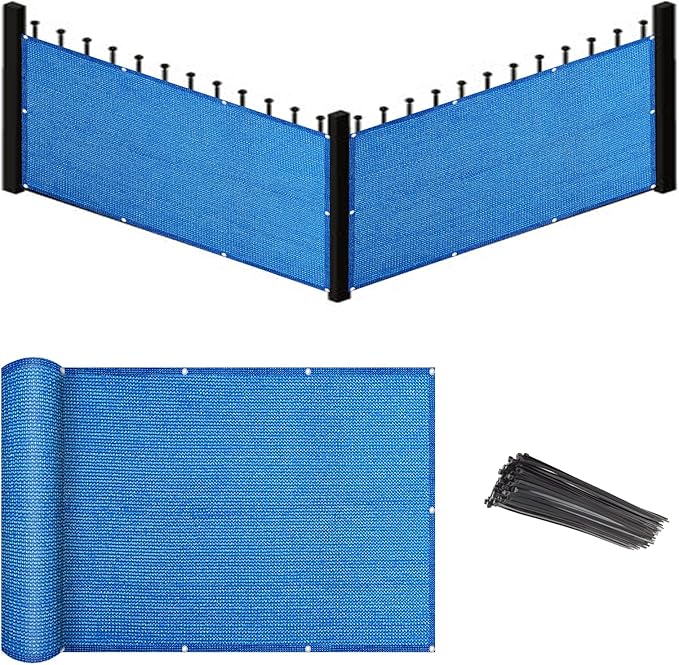 Eden's Decor Balcony Privacy Screen Cover Mesh Windscreen Weather-Resistant UV Protection for Backyard Deck, Patio, Balcony, Pool, Porch, Fence, Railing, Gardening (Blue,5'x 15')
