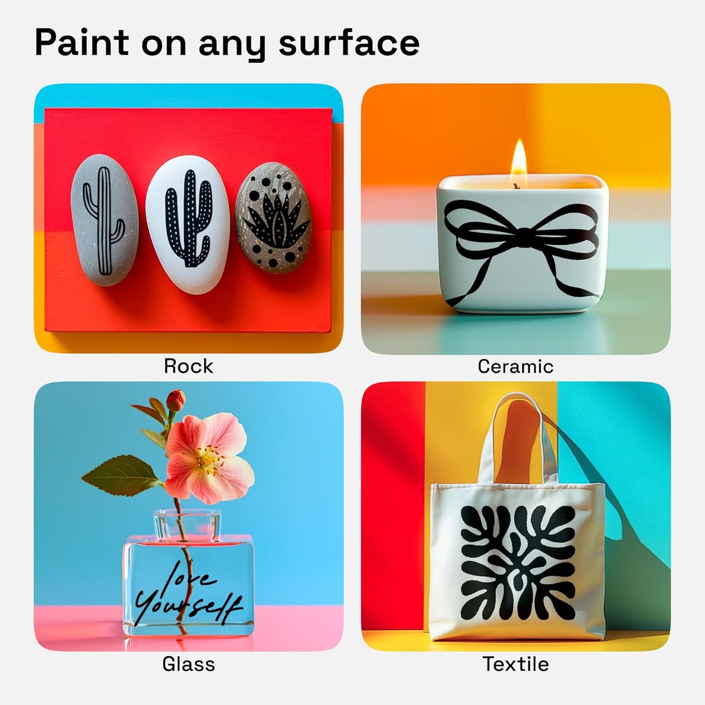 ARTISTRO 5 Black Dual-Tip Acrylic Paint Pens for Rock, Ceramic, Glass, Wood, Fabric - Black Markers for Acrylic Painting, 5mm Dot + 1mm Fine Tips