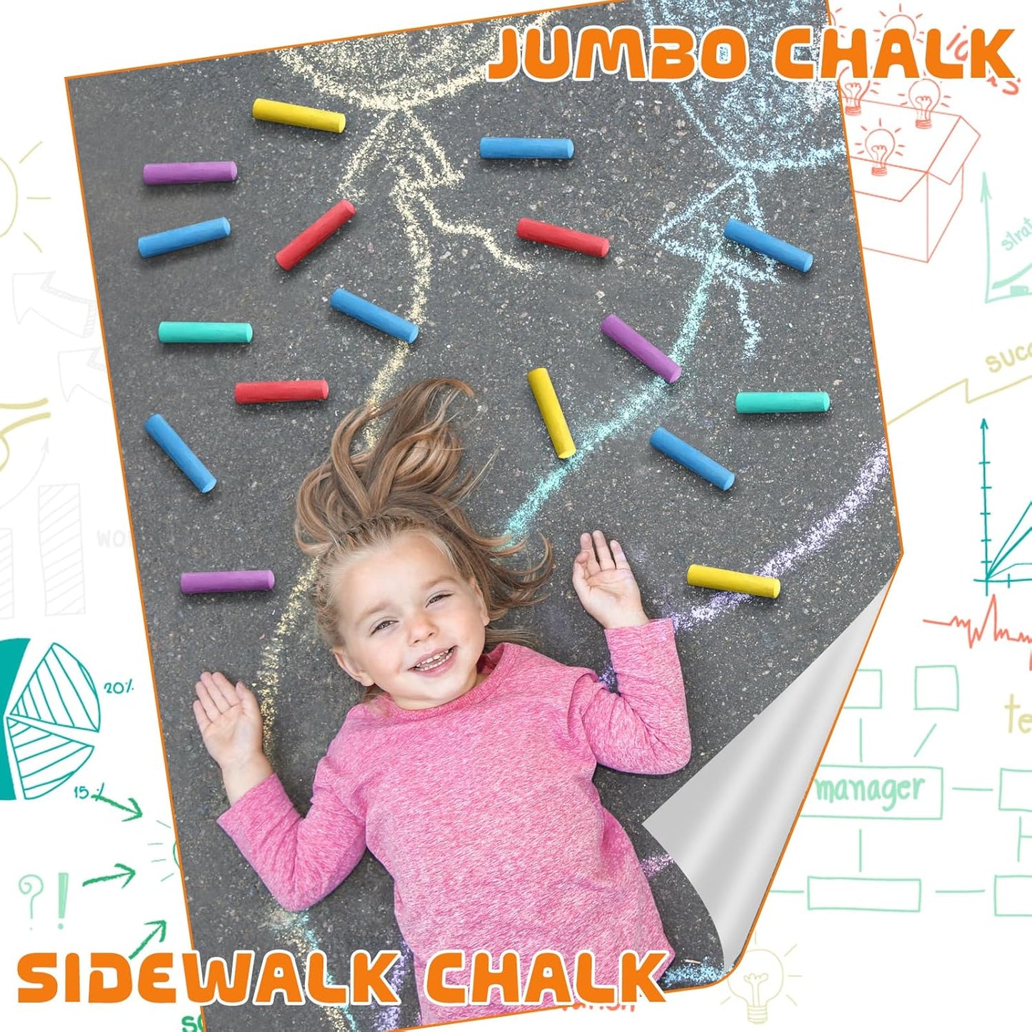 40 Pcs Sidewalk Chalks for Kids Non Toxic Jumbo Chalk for Party Gift Outdoor Art Classroom Play Painting (Multicolor)