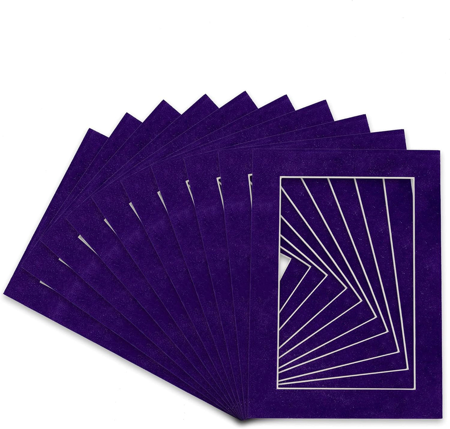 Pack of Ten Acid Free 11x14 Mats Bevel Cut for 8.5x11 Photos - Purple Crocus Suede Precut Matboards With Backing Boards and Self Seal Photo Mat Bags For Pictures, Photos, Framing - 4-ply Thickness