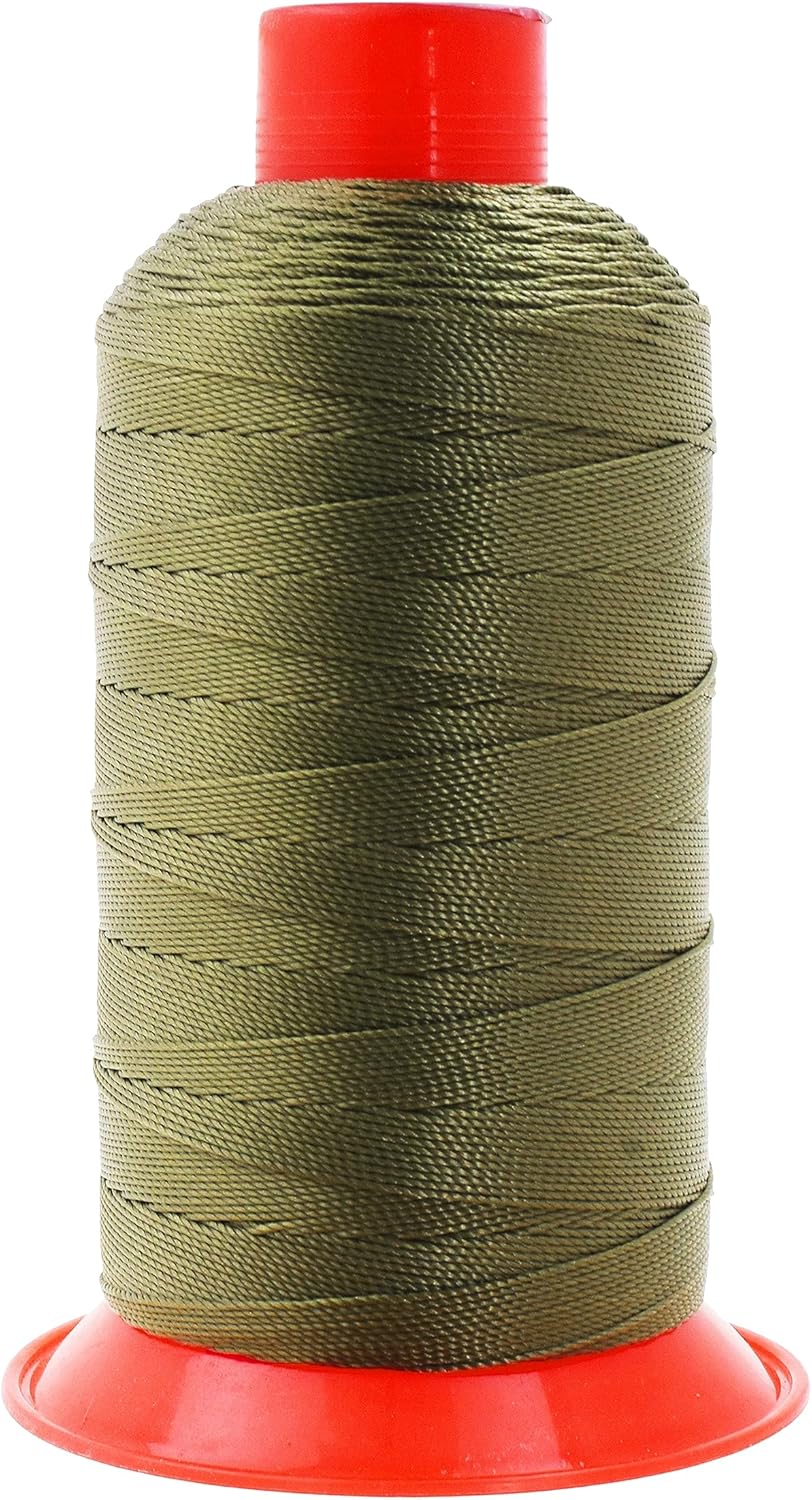 Mandala Crafts Bonded Nylon Thread - Olive Drab Heavy Duty Sewing Threads - 800 YDs Size 277 840D T270 Tex 270 for Leather, Jeans, Weaving, Outdoor, Marine, Upholstery