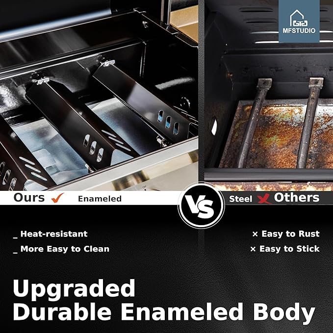 MFSTUDIO 5 Burner Gas Grill Griddle Combo with Porcelain-Enameled Cast Iron Grates,Cutting Board and Double Lids, Duel-Function Propane BBQ Grills with Flat Top Grddle for Outdoor Barbecue Cooking