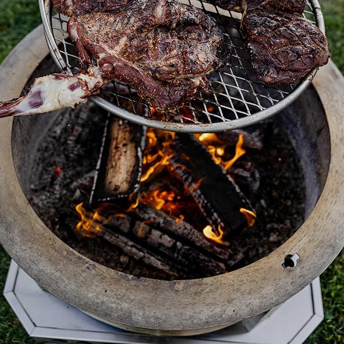 Breeo Smokeless Fire Pit Grilling Bundle (X Series 24 Corten Steel, Outpost Grill, Ash Shovel, & Lid) | 27.5 inch Smokeless Firepit for Outside | Ideal for Families, Gifts for Dad