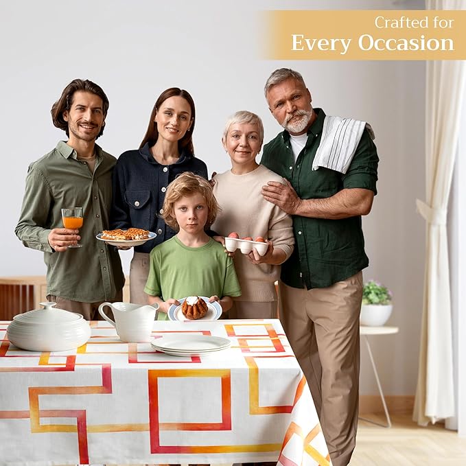 Maison d' Hermine Table Cloth Square Table 100% Cotton 54 x 54 Inches Tablecloth Reusable Decorative Everyday Use for Dining Room, Farmhouse, Home, Party, Festive & Wedding Spring Summer - Summer Maze