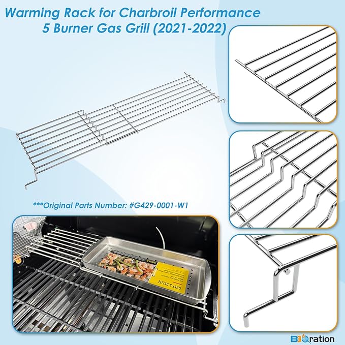 Warming Rack Grill Parts for Charbroil Performance 5 Burner 463448021 463450022 463455021 463449021 463458021, G429-0001-W1 Grill Swing Away Grid for Charbroil Grill Replacement Parts