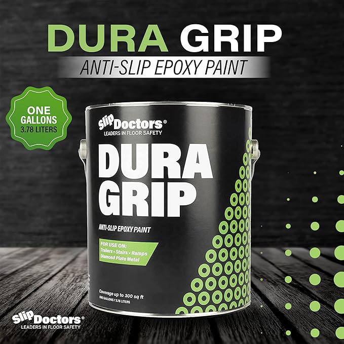 Dura Grip Anti-Slip Paint for Concrete, Wood, Tile and Metal – Non-Skid Coating for Floor, Decking and Ramps – Gallon (Black)