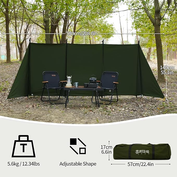 Himalaya Camping Windbreaks Privacy Fence Stove Windshield Shelter Wind Screen Windproof Multifunctional Portable Lightweight for Outdoor Camping (Deep Green)