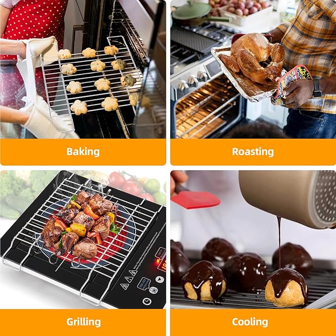 VBGK Cooling Rack, Heavy Duty Stainless Steel Wire Rack for Baking, Grilling, Roasting, Drying, Nonstick 11.81"x8.66" Oven & Dishwasher Safe, Compatible with Electric Cooktop