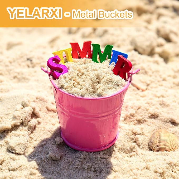 Small Metal Buckets, Mini Buckets with Handle Galvanized Colored Tin Pail Containers Basket Party Supplies - Fit for (Halloween - Classroom Crafts) 4" & 10Pcs & Yellow