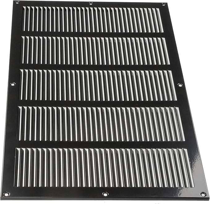 Repa Market Air Vent Cover 20x12 Inch (Outer Dimensions) Black Galvanized Steel Louvered Grill Cover with Mesh Screen/Wall or Ceiling Vent/HVAC Register for Indoor and Outdoor Ventilation