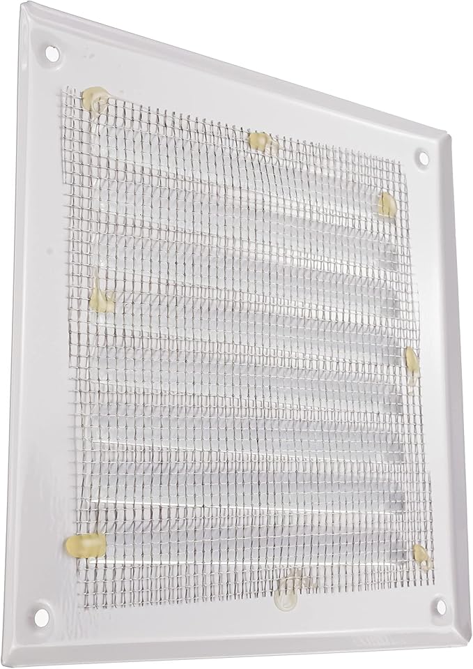 Vent Systems 5 x 5 Inch (Inner) White Vent Cover - Square Metal HVAC Return Air Grille with Mesh Screen - Register Wall Vent Duct Grill - Outdoor, Indoor, Crawlspace Exhaust Ventilation