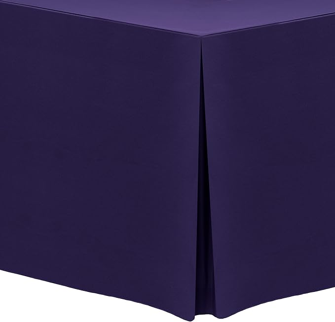 Ultimate Textile -5 Pack- 5 ft. Fitted Polyester Tablecloth - Fits 30 x 60-Inch Banquet and Folding Rectangular Tables - 42" H, Purple