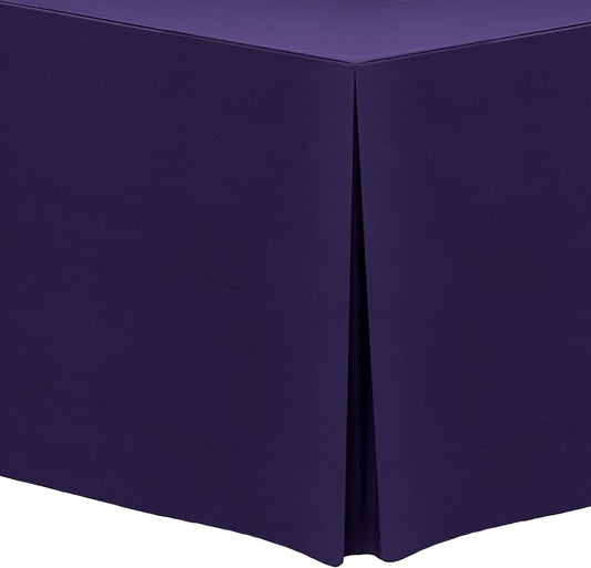 Ultimate Textile -5 Pack- 5 ft. Fitted Polyester Tablecloth - Fits 30 x 60-Inch Banquet and Folding Rectangular Tables - 42" H, Purple