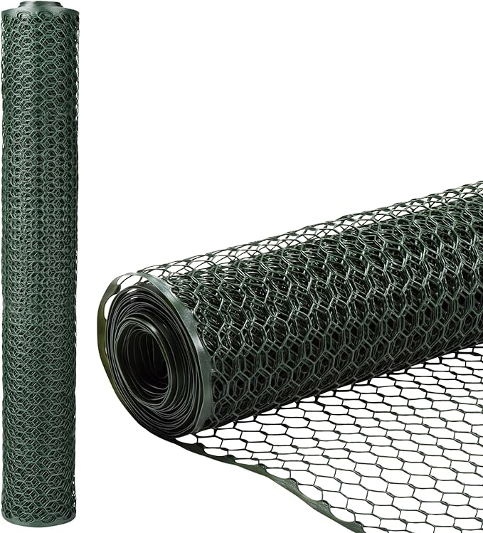 Zebro Plastic Chicken Wire Fence – Lightweight Poultry Netting & Garden Fence for Chicken Coops, Pet Enclosures, Balcony Safety & Landscaping – Weatherproof & Rust-Free - 2' x 25' Green