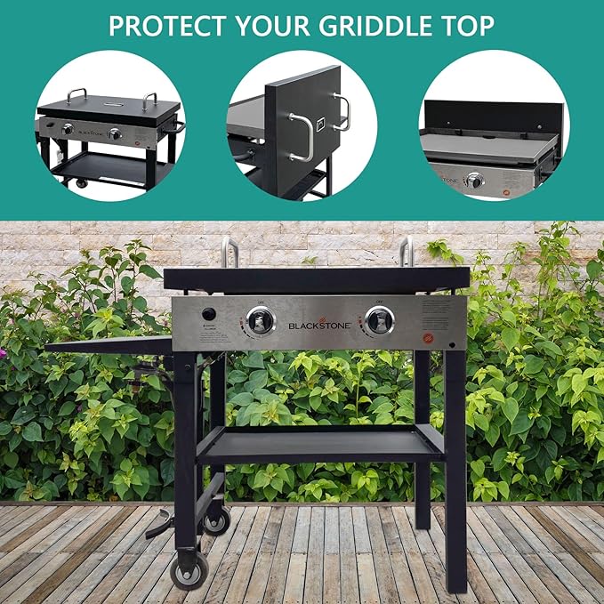 5003 Hard Cover for Blackstone 28" Griddle, and 1529 Heavy Duty Grill Cover for Blackstone 28" Griddle, Black