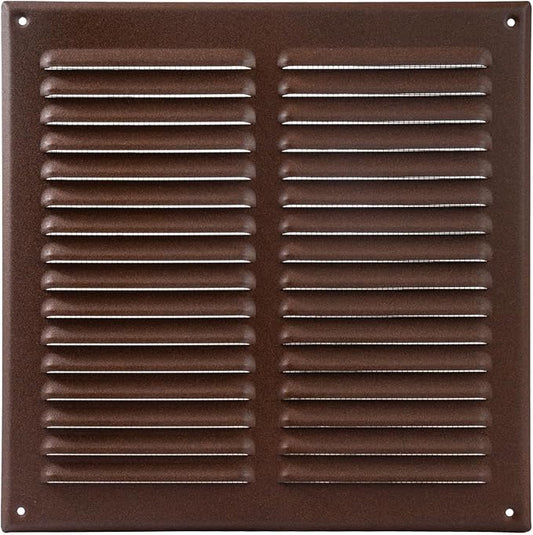 Square Ventilation Grille / 10" x 10" Inch Inside Measurement/Brown Metal Air Vent Louver - Inside/Outside use / 11.6" x 11.6" Inch Outer Measurement