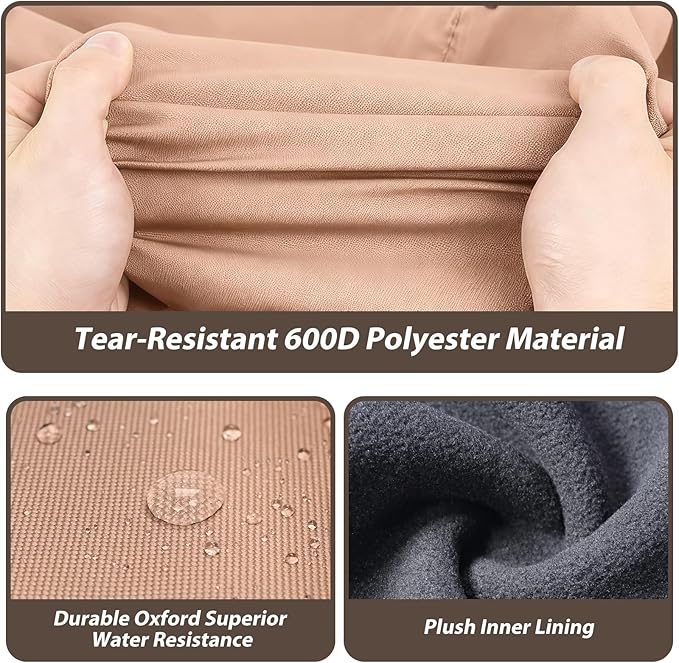 Cover for Lynx Double Side Burner Built-in,Heavy Duty 600D Waterproof Outdoor Grill Burner Cover with Plush Lining,28''L x 13''W x 13''H,Khaki