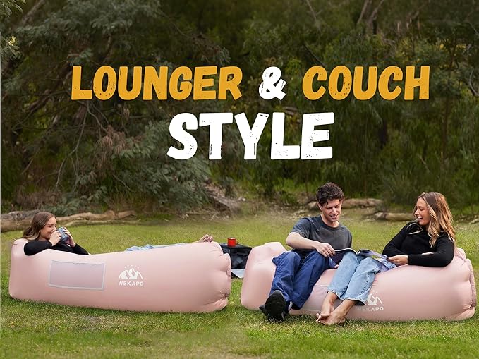 WEKAPO Inflatable Sun Lounger, Air Sofa, Hammock, Portable, Waterproof and Leak-Proof, Ideal for Backyard, Beach, Travel, Camping, Picnics and Music Festivals