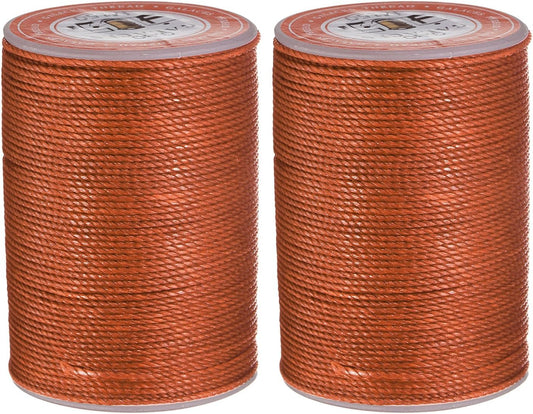uxcell Round Leather Sewing Waxed Thread, 55m / 60 Yards Polyester Wax String, 0.80mm Wax Stitching Cord for Leather Crafts, Bookbinding, Bracelets Braided, Burnt Orange, 2pcs