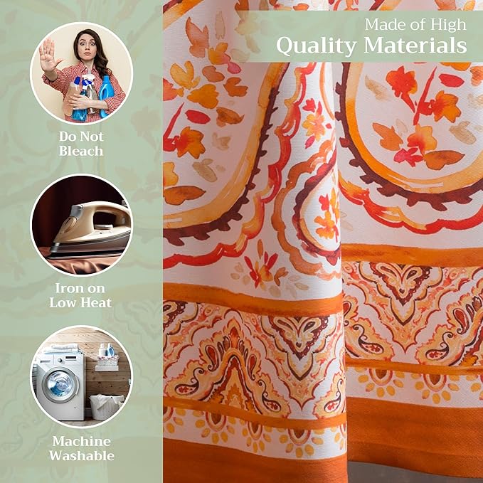 Maison d' Hermine Table Cloth Round Table 100% Cotton 69 Inches Fall Tablecloth Reusable Everyday Use for Thanksgiving Christmas Decorations Dining Farmhouse Party (Palatial Paisley)