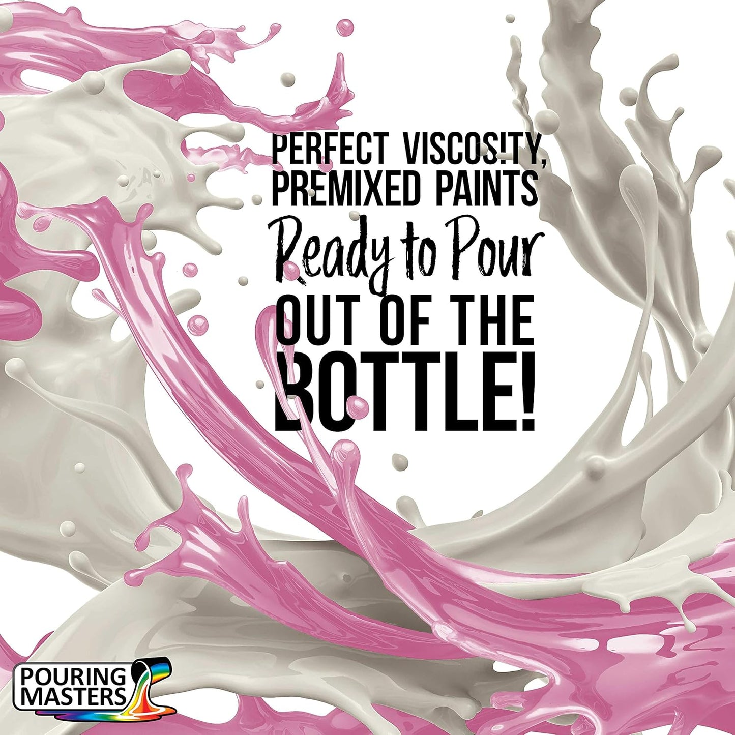 POURING MASTERS Bubble Gum Pink Acrylic Ready to Pour Pouring Paint - Premium 32-Ounce Pre-Mixed Water-Based - for Canvas, Wood, Paper, Crafts, Tile, Rocks and More