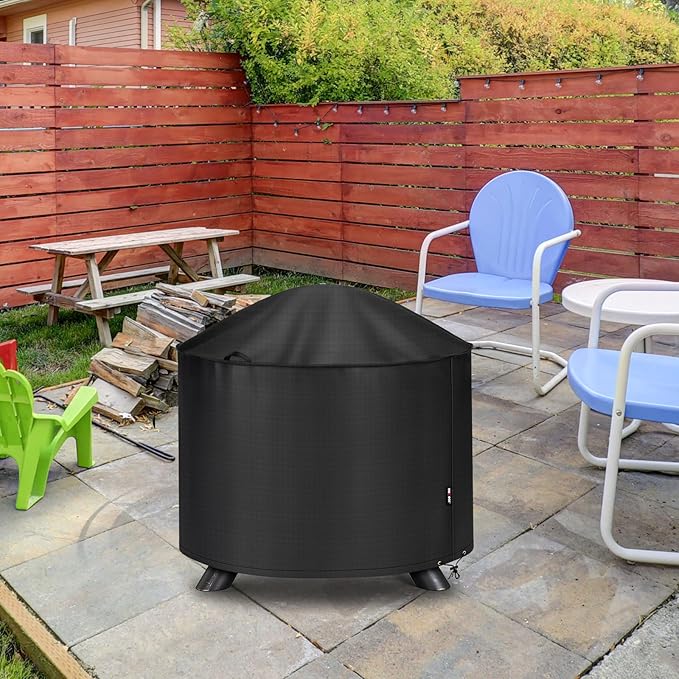 Unicook Firepit Cover Round 36 Inch, Waterproof Fade Resistant Outdoor Fire Bowl Cover with Handles & Drawstring, Fits Patio Fire Pits up to 34" Dia, Black